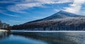 Wintertime View of Sharp Top Mountain and Abbott Lake Royalty Free Stock Photo
